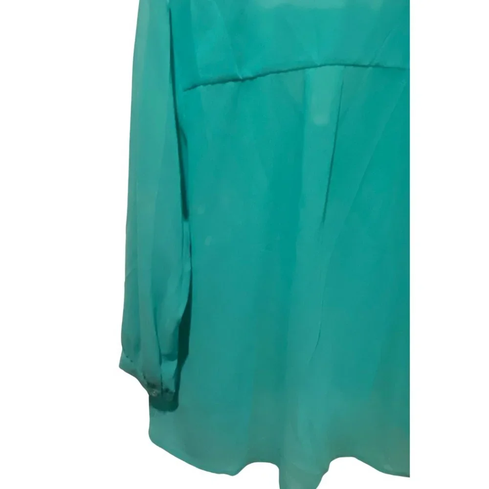 Anthropology Pins & Needles green sheer blouse sz Large - Picture 5 of 7